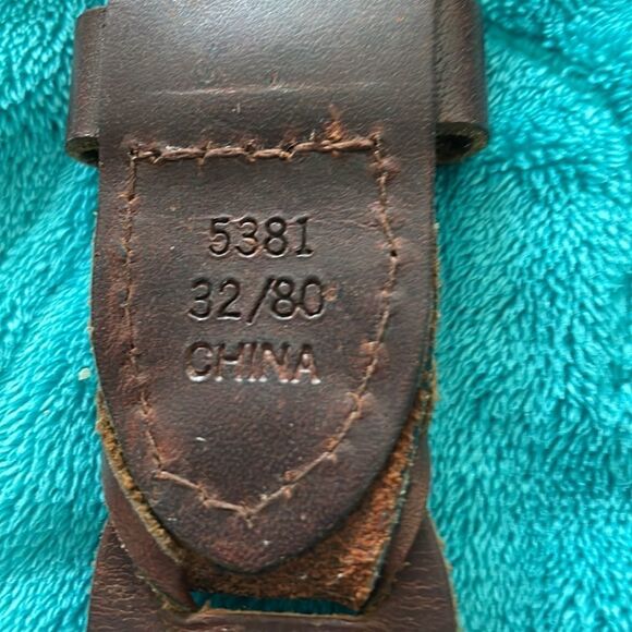 Leather and Suede Brown Belt with Brass Buckle - Picture 4 of 6